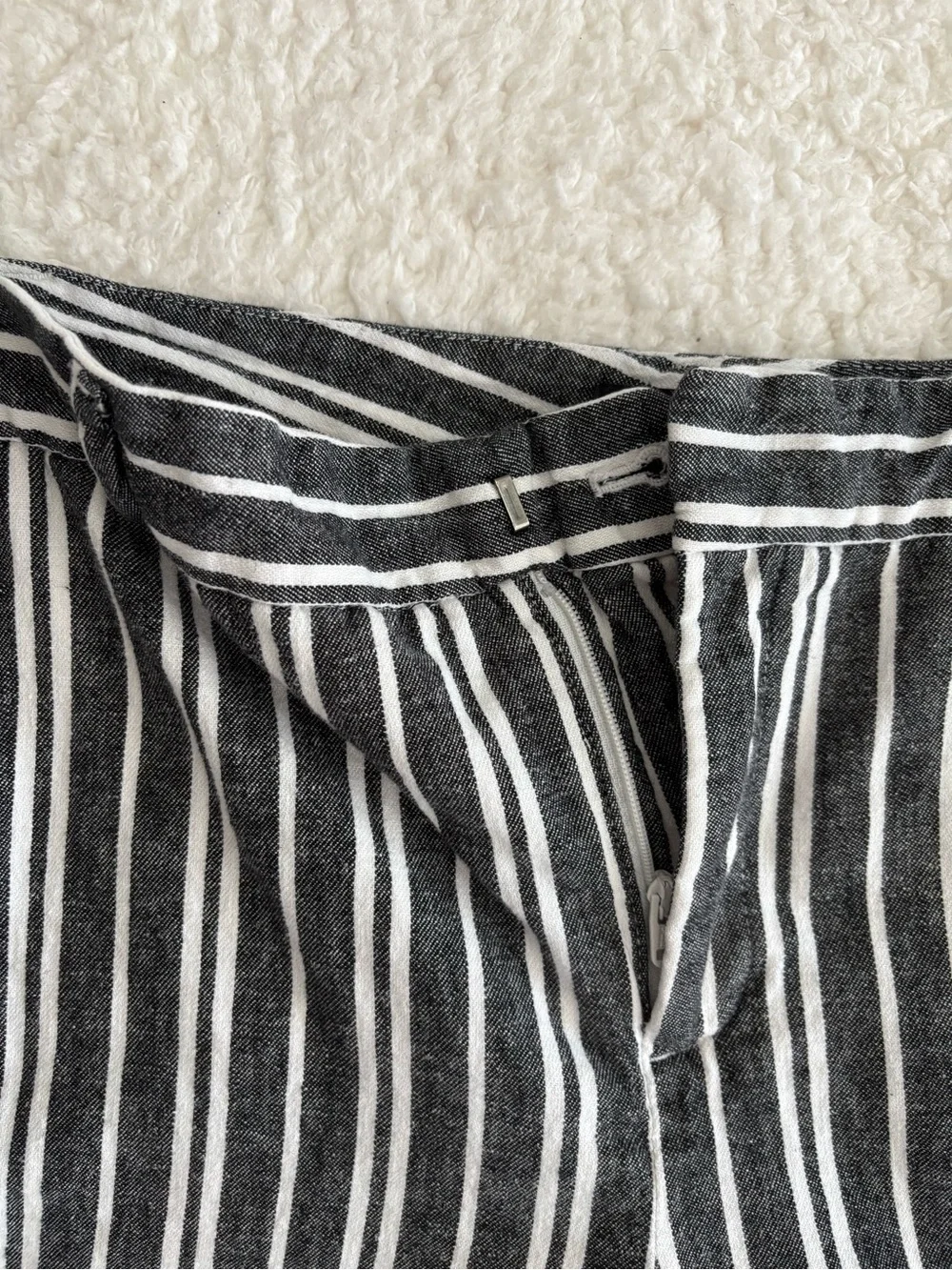 Banana Republic Avery Striped Linen Blend Pants Black White Ankle Length Size 10